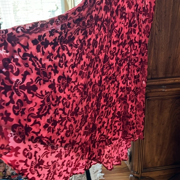 💃🏻💃🏻RED on RED Sexy BurnoutVelvet&Silk biasMaxiDress.SeperateRedSilkSlip.S:6 - Picture 9 of 14